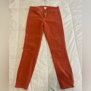 J crew, salmon pants with fancy zippers at bottom, size 26!